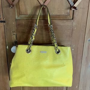 Kate Spade sunflower yellow ostrich leather chain bag